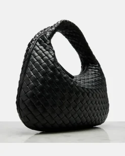Henkeltasche Veneta Small aus Leder Schwarz