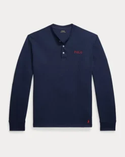Henley-Nachthemd aus Waffelpiqué Blue