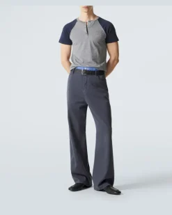 Henley-Top aus Baumwoll-Jersey Grau