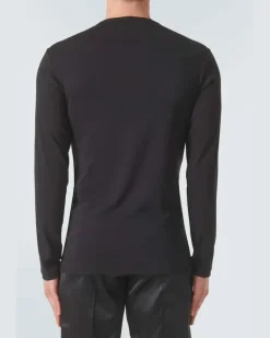 Henley-Top aus einem Baumwollgemisch Schwarz