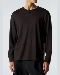 Henley-Top Kuyto aus Wolle Braun