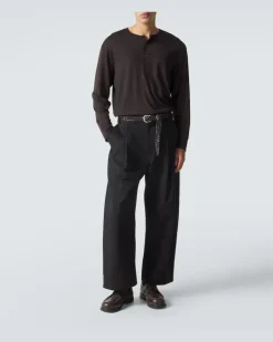 Henley-Top Kuyto aus Wolle Braun