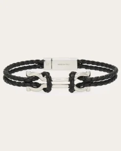Herren Armband mit Doppel-Gancini (19 cm) Schwarz