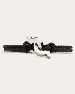 Herren Armband mit ineinander gehakten Gancini-Elementen (18cm) Schwarz