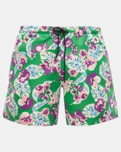 Herren - Badeshorts grün/violett gemustert