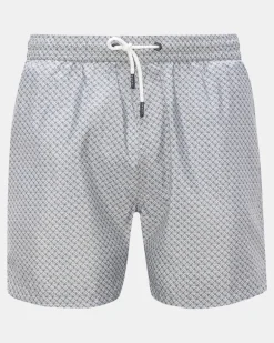 Herren - Badeshorts 'Tile Swim' grau/weiß gemustert