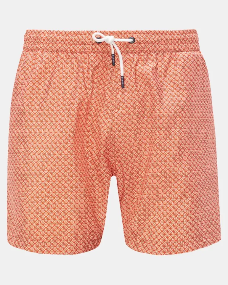 Herren - Badeshorts 'Tile Swim' orange/weiß gemustert