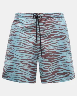Herren - Badeshorts türkis/dunkelbraun gemustert