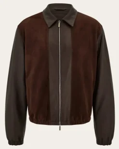 Herren Blouson aus Hirsch- und Veloursleder Braun