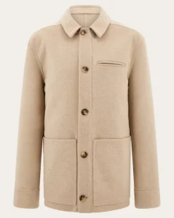 Herren Blouson in Doppelgewebe aus Wolle und Kaschmir Beige