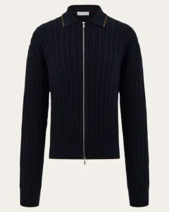 Herren Cardigan aus Baumwolle und Seide Blau