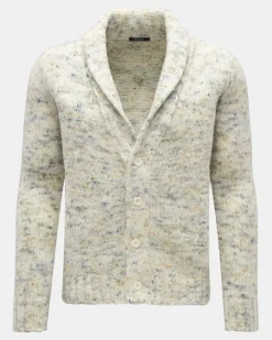 Herren - Cardigan 'Donegal' creme/graublau gemustert