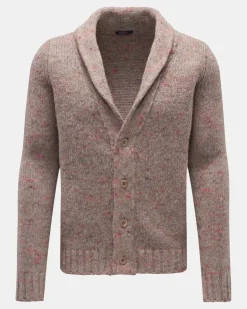 Herren - Cardigan 'Donegal' graubraun/hellrot gemustert
