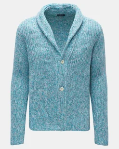 Herren - Cardigan 'Rainbow' türkis/weiß/graublau meliert