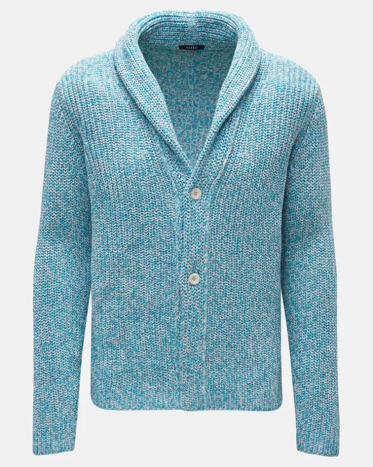 Herren - Cardigan 'Rainbow' türkis/weiß/graublau meliert