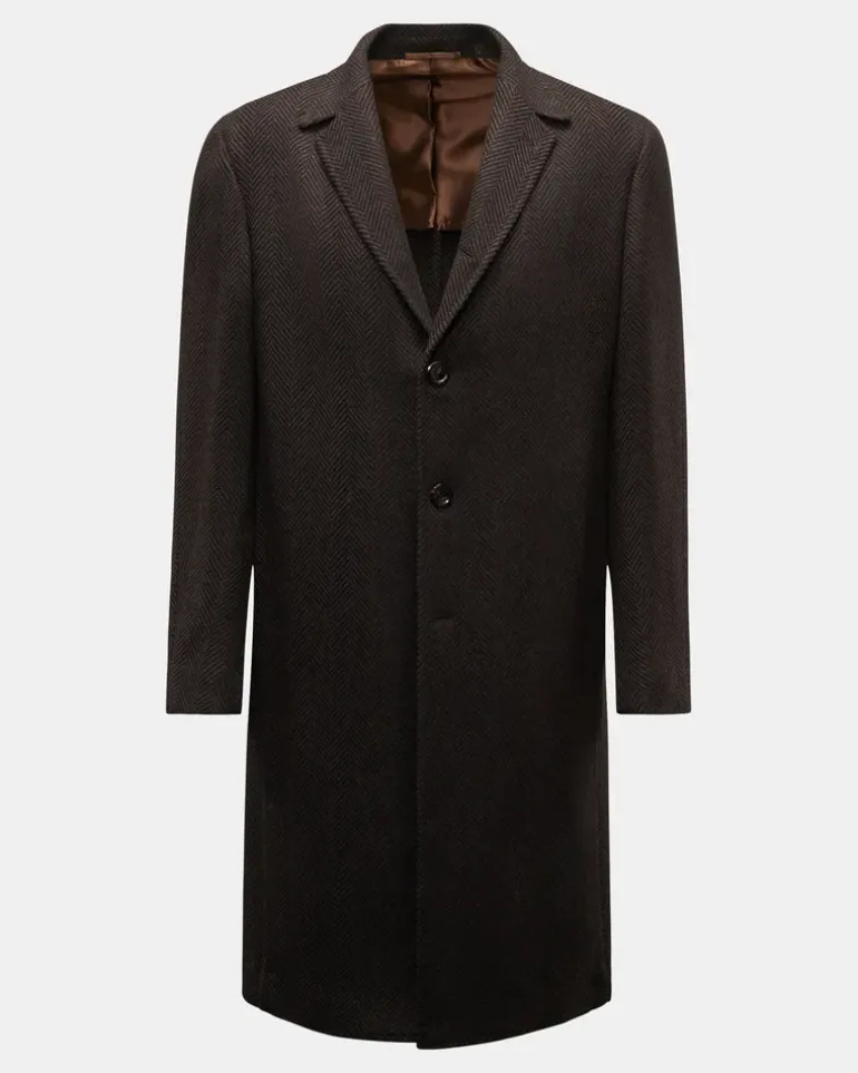 Herren - Cashmere Mantel 'Cuenea' braun/schwarz gemustert