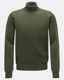 Herren - Cashmere Rollkragenpullover oliv