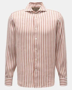 Herren - Casual Hemd Haifisch-Kragen braun/offwhite gestreift