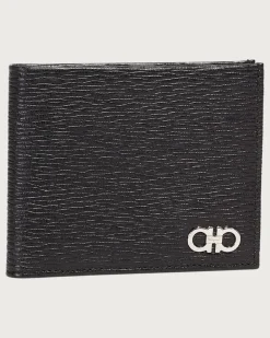 Herren Doppelt gefaltete Brieftasche mit Münzfach Schwarz