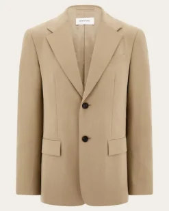Herren Einreihiger Blazer aus Seide und Wolle Beige