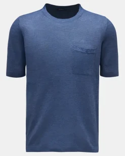 Herren - Feinstrick-Kurzarmpullover 'Linen Knit Tee' dunkelblau