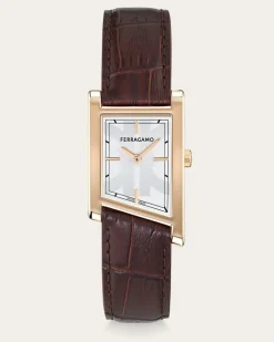Herren Ferragamo Asymetrique Uhr Braun