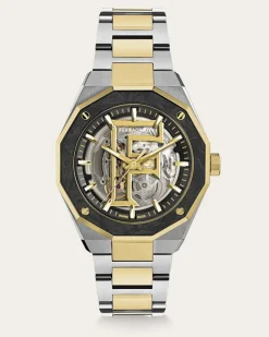 Herren Ferragamo Edge Skeleton Uhr Schwarz