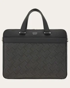 Herren Ferragamo-Monogram Aktentasche Schwarz
