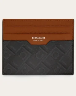 Herren Ferragamo Monogram Kreditkartenetui Braun