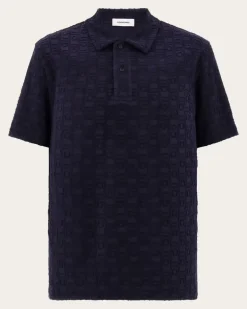 Herren Ferragamo Monogram Polohemd Blau