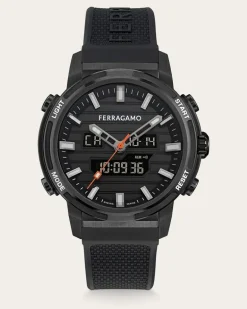 Herren Ferragamo Sport Anadigit Uhr Schwarz