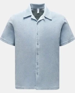 Herren - Frottee-Kurzarmhemd 'Terry Shirt' Offener Kragen pastellblau