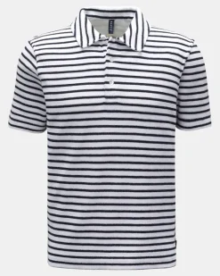 Herren - Frottee-Poloshirt 'Terry Stripe Polo' navy/weiß gestreift