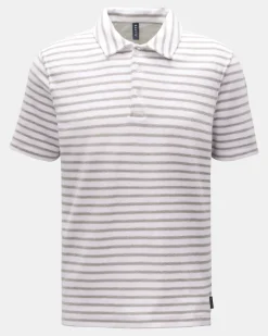 Herren - Frottee-Poloshirt 'Terry Stripe Polo' grau/weiß gestreift