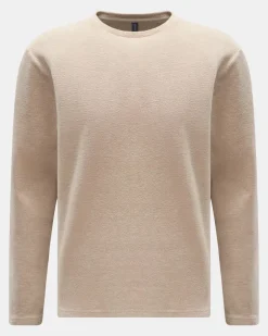 Herren - Frottee Rundhals-Longsleeve 'Terry Tee' beige