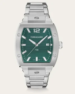 Herren F80 Tonneau 3H Uhr Grün