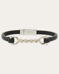 Herren Gancini Torchon Armband (19 cm) Schwarz