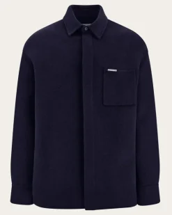 Herren Hemdjacke aus Mischkaschmir Blau