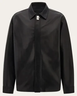 Herren Hemdjacke aus Nappa Schwarz