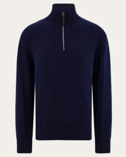Herren Kaschmirpullover mit Reißverschluss Blau