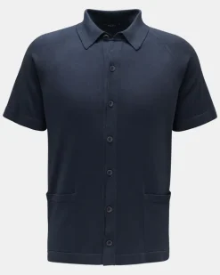Herren - Kurzarm-Strickhemd 'Foggy Shirt' schmaler Kragen navy