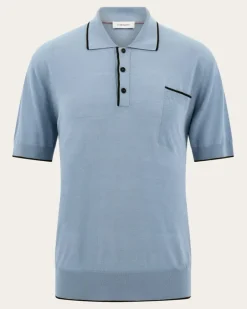 Herren Kurzärmliges Polohemd mit Brusttasche Blau