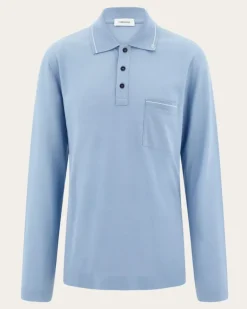 Herren Langärmliges Polohemd Blau