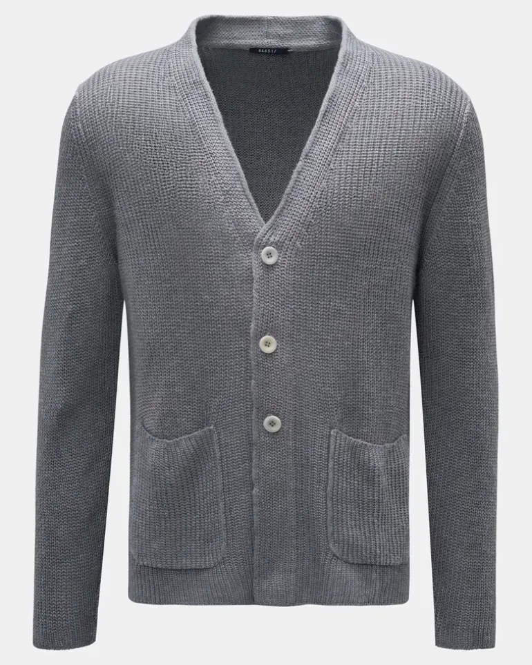 Herren - Leinen Cardigan 'Blue Marine' grau