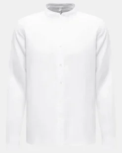 Herren - Leinenhemd 'Linen Guru' Grandad-Kragen weiß