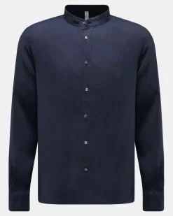 Herren - Leinenhemd 'Linen Guru' Grandad-Kragen navy