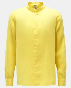 Herren - Leinenhemd 'Linen Guru' Grandad-Kragen gelb