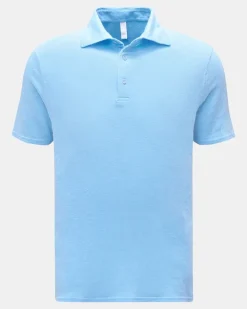 Herren - Leinen Jersey-Poloshirt hellblau