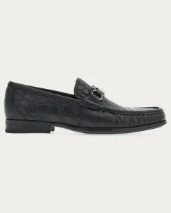 Herren Loafer in Mokassin-Machart mit Gancini-Ornament Schwarz Größe