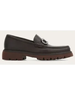 Herren Loafer in Mokassin-Machart mit Gancini-Ornament Braun Größe